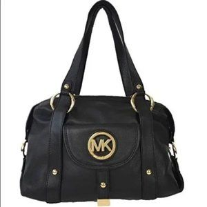 Vintage Michael Kors Fulton Black Leather Shoulder Bag Purse c